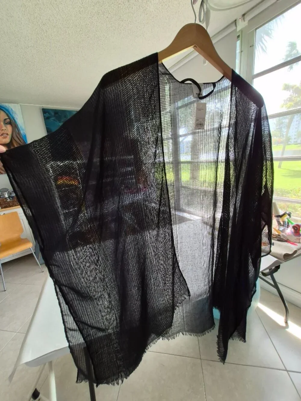Sonoma Goods For Life Open Knit Ruana Kimono Black OS